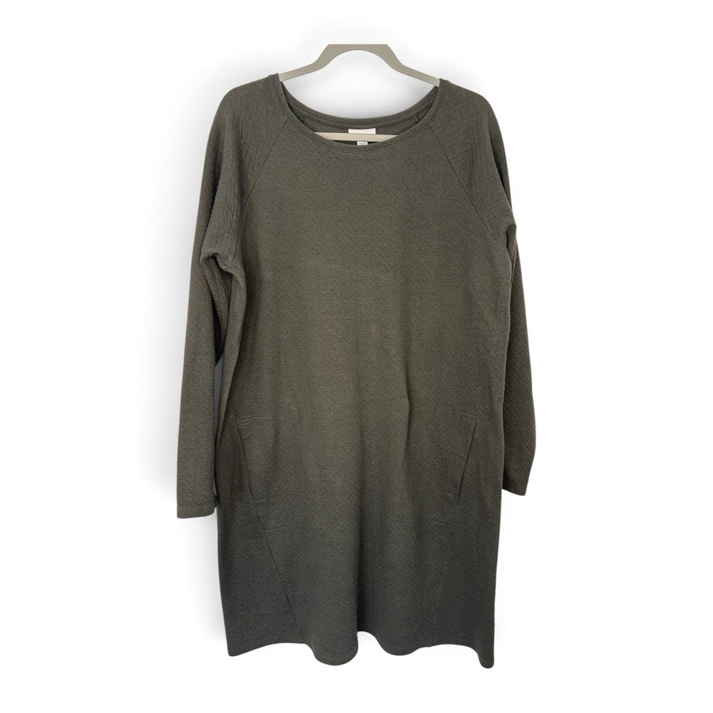 Pure Jill J.Jill Women's L Charcoal Textured Cotton Tunic Dress Pockets
